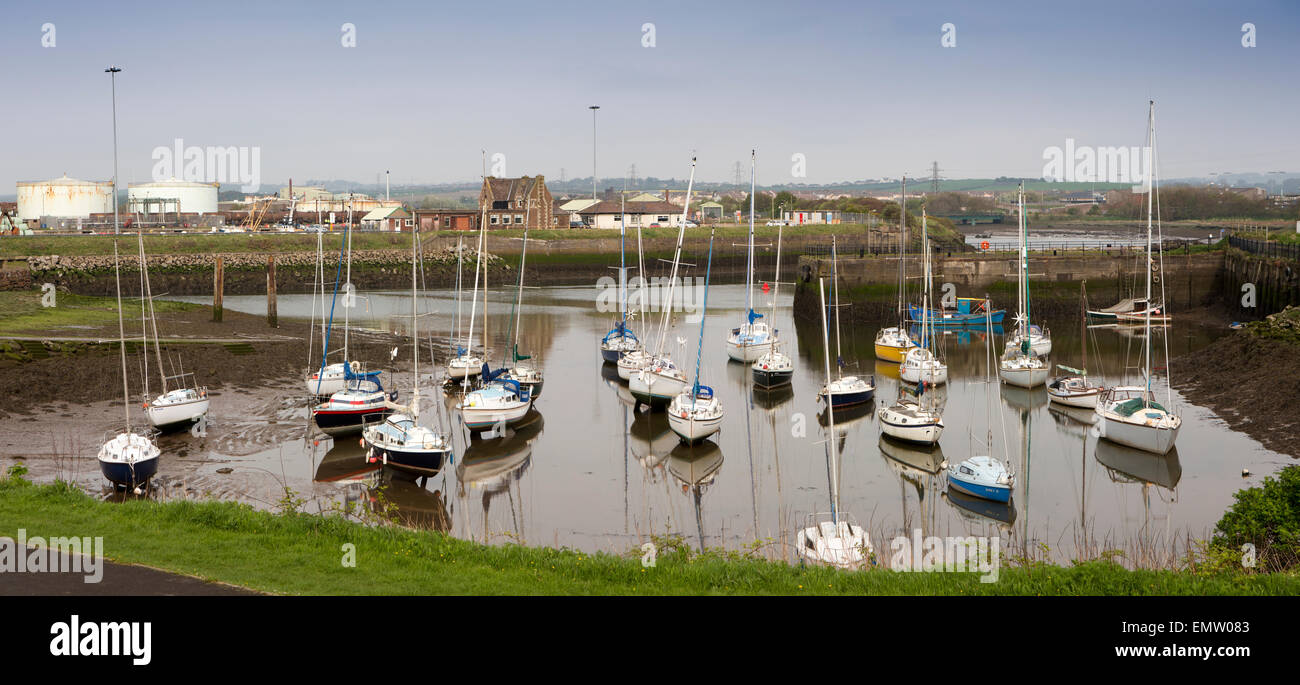 UK, Cumbria, Workington, leisure boats moored in historic old harbour