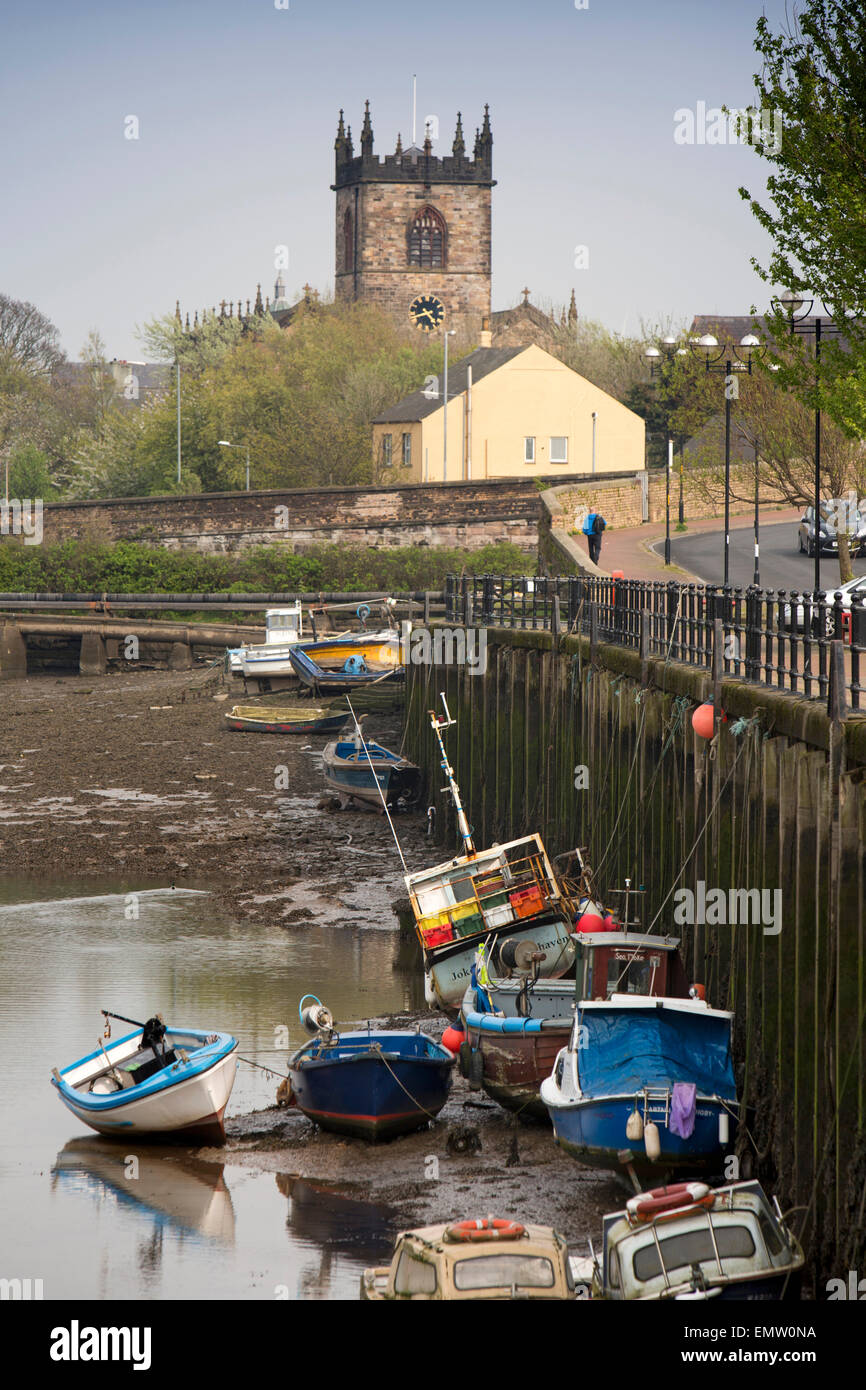 UK, Cumbria, Workington, fishing boats moored at River Derwent Quay