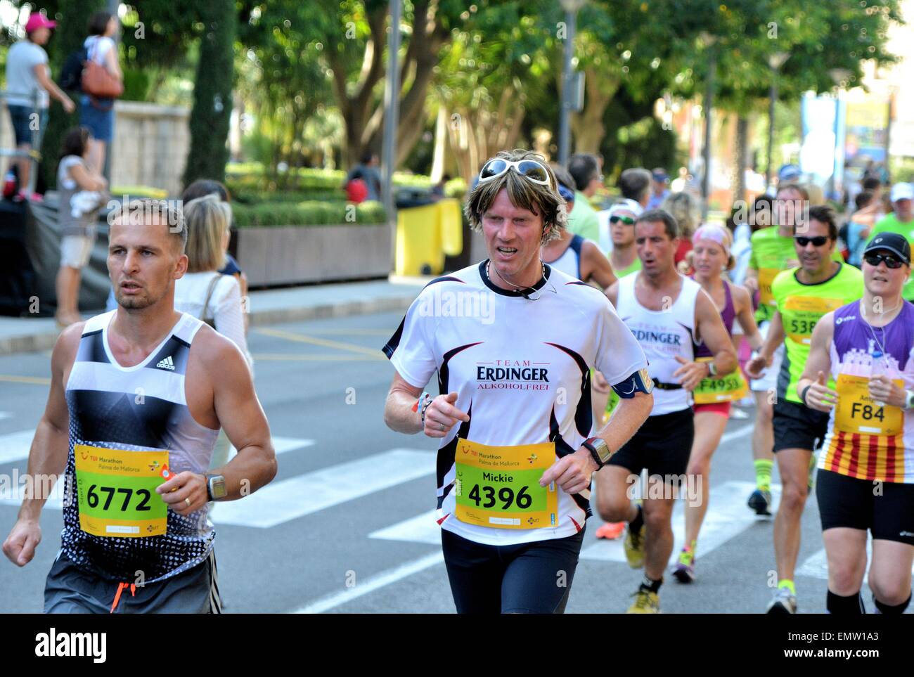 Mickie Krause finishes the TUI Half-Marathon at 1:29:47, his personal record. It's the singer's 6th Half-Marathon. He ran one full Marathon so far.  Featuring: Mickie Krause,Guest Where: Palma De Mallorca, Spain When: 19 Oct 2014 Stock Photo