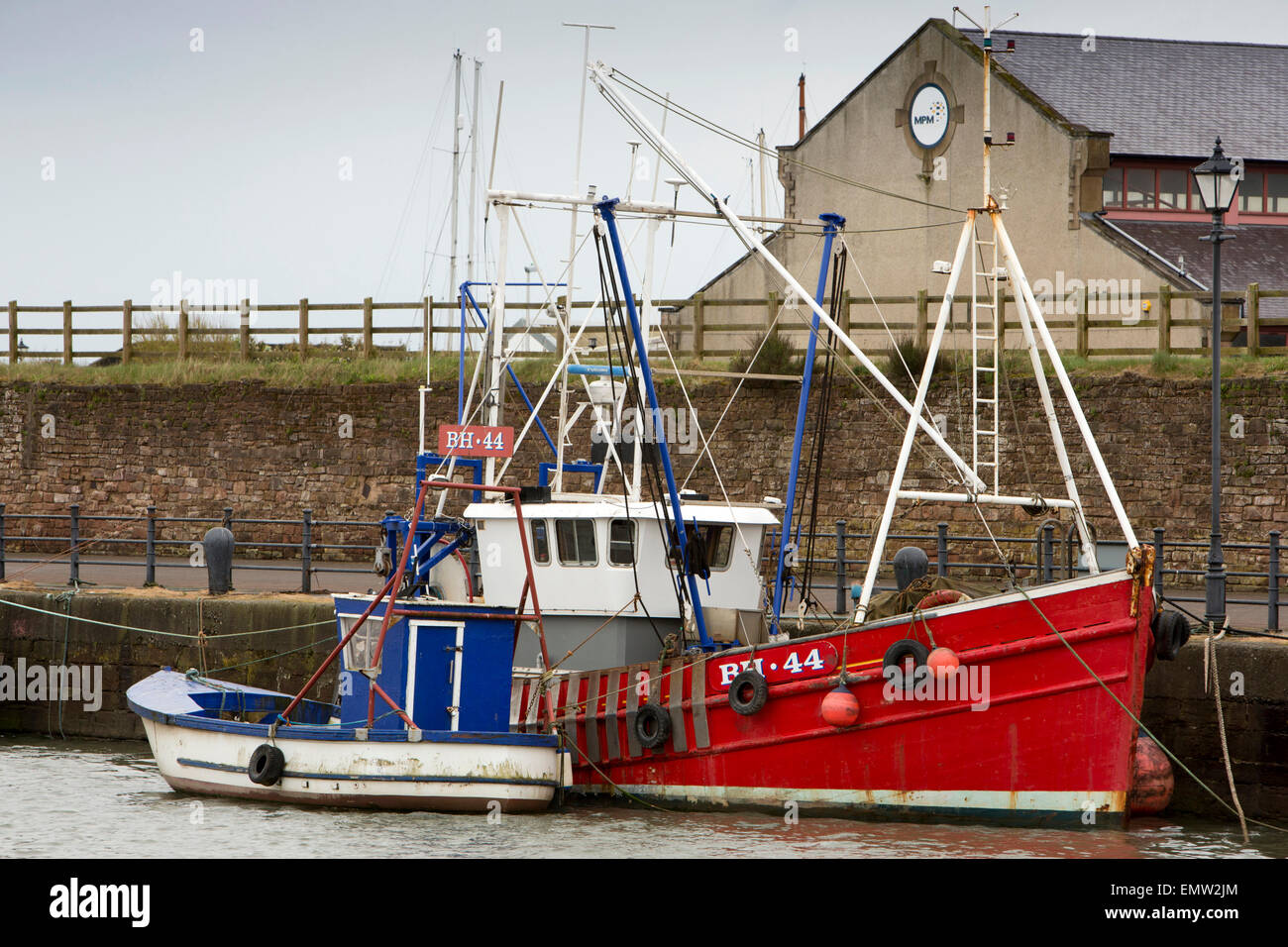 UK, Cumbria, Maryport Harbour, fishing boats moored in Elizabeth Dock
