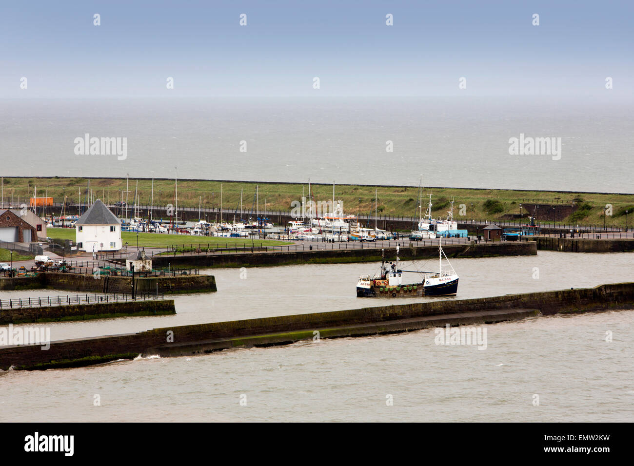 UK, Cumbria, Maryport Harbour, Annan registered trawler Fredwood in outer dock Stock Photo