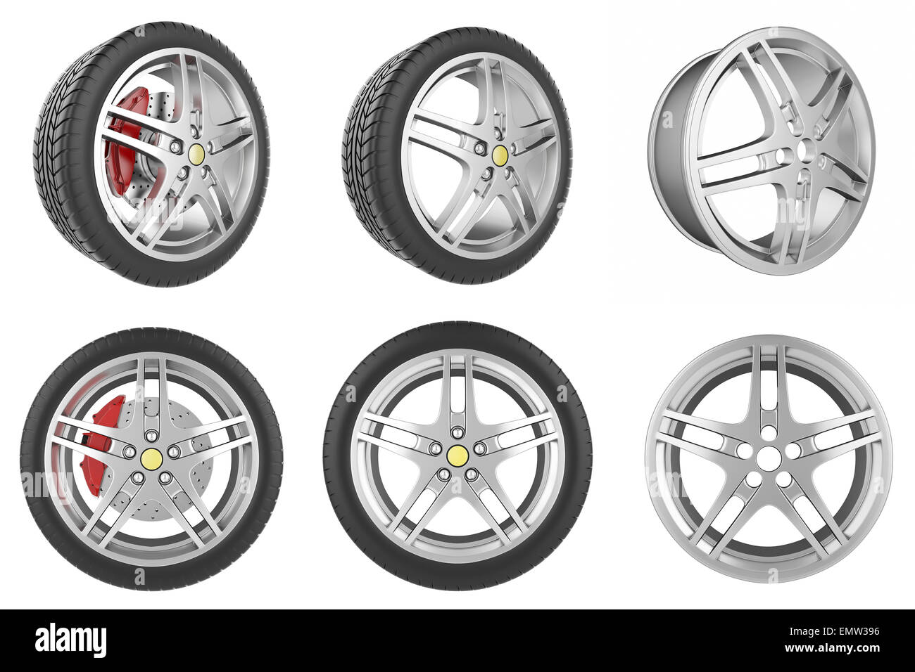 Set of car wheels, discs Stock Photo Alamy