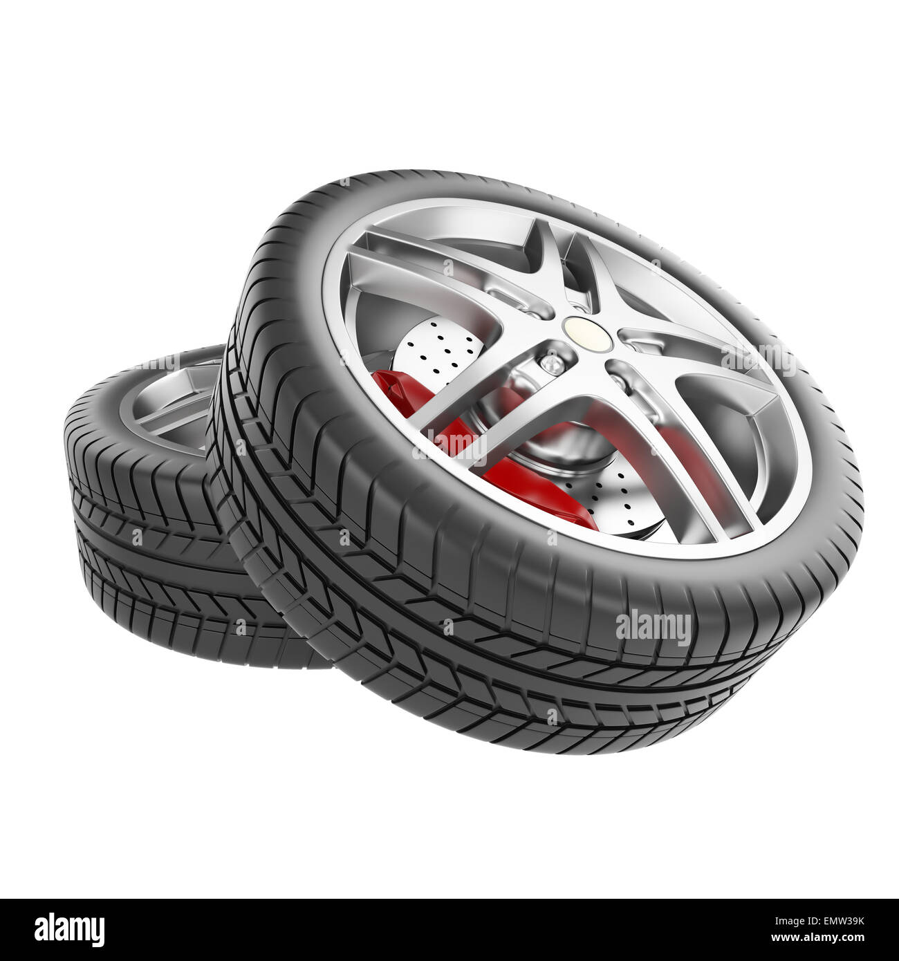 Sports car wheels isolated on white background Stock Photo - Alamy