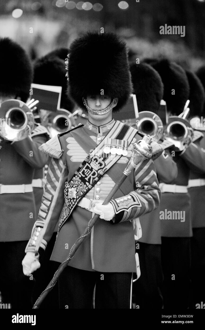 London, UK - June 13, 2012: Massed Bands at Beating Retreat 2012. Beating Retreat is a military ceremony takes place on Horse Gu Stock Photo