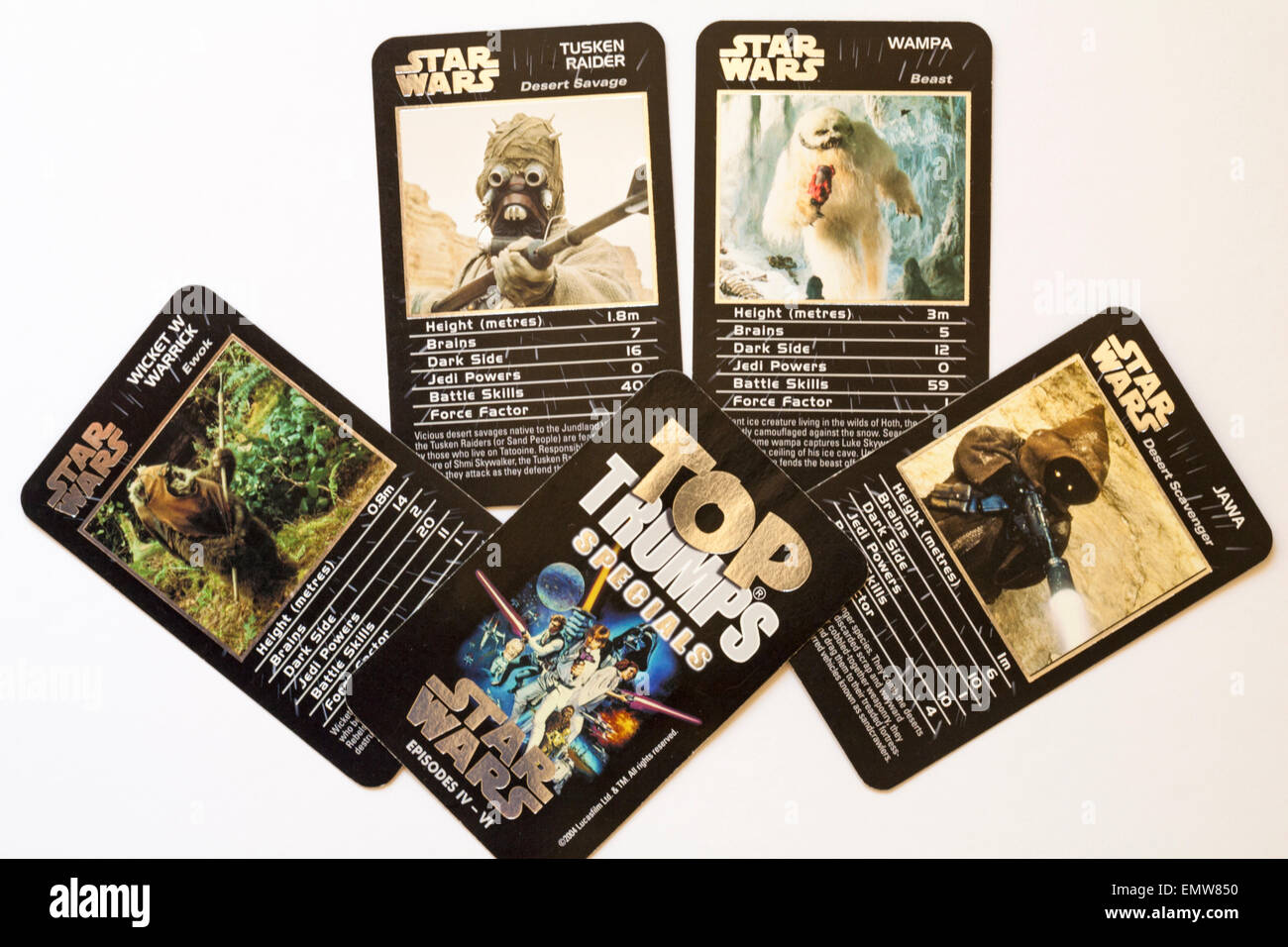 Top Trumps Specials cards Star Wars set on white background Stock Photo