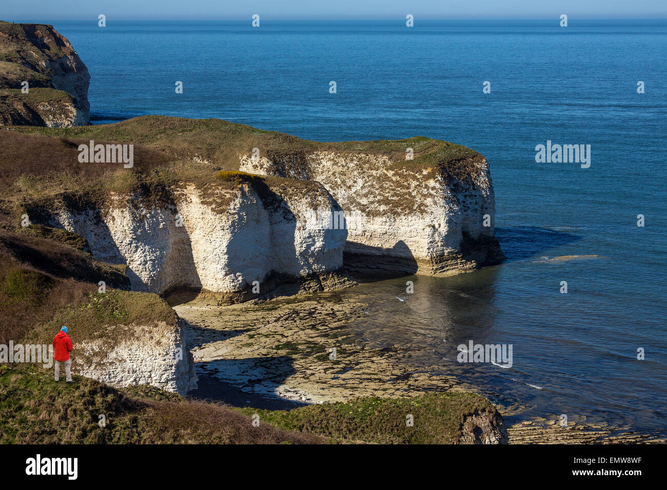 Sea cliffs at Flamborough Head on the North Yorkshire coast in northeast England. Stock Photo