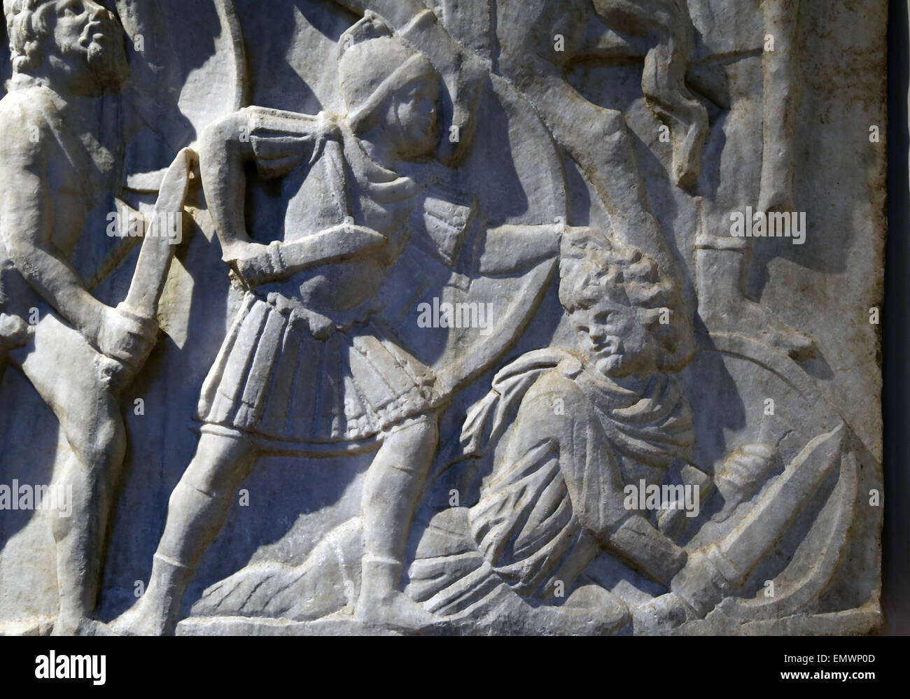 Ludovisi Battle sarcophagus. 3rd century. Roman era. Battle scene between Romans and Goths. Lateral. National Museum of Rome. Stock Photo