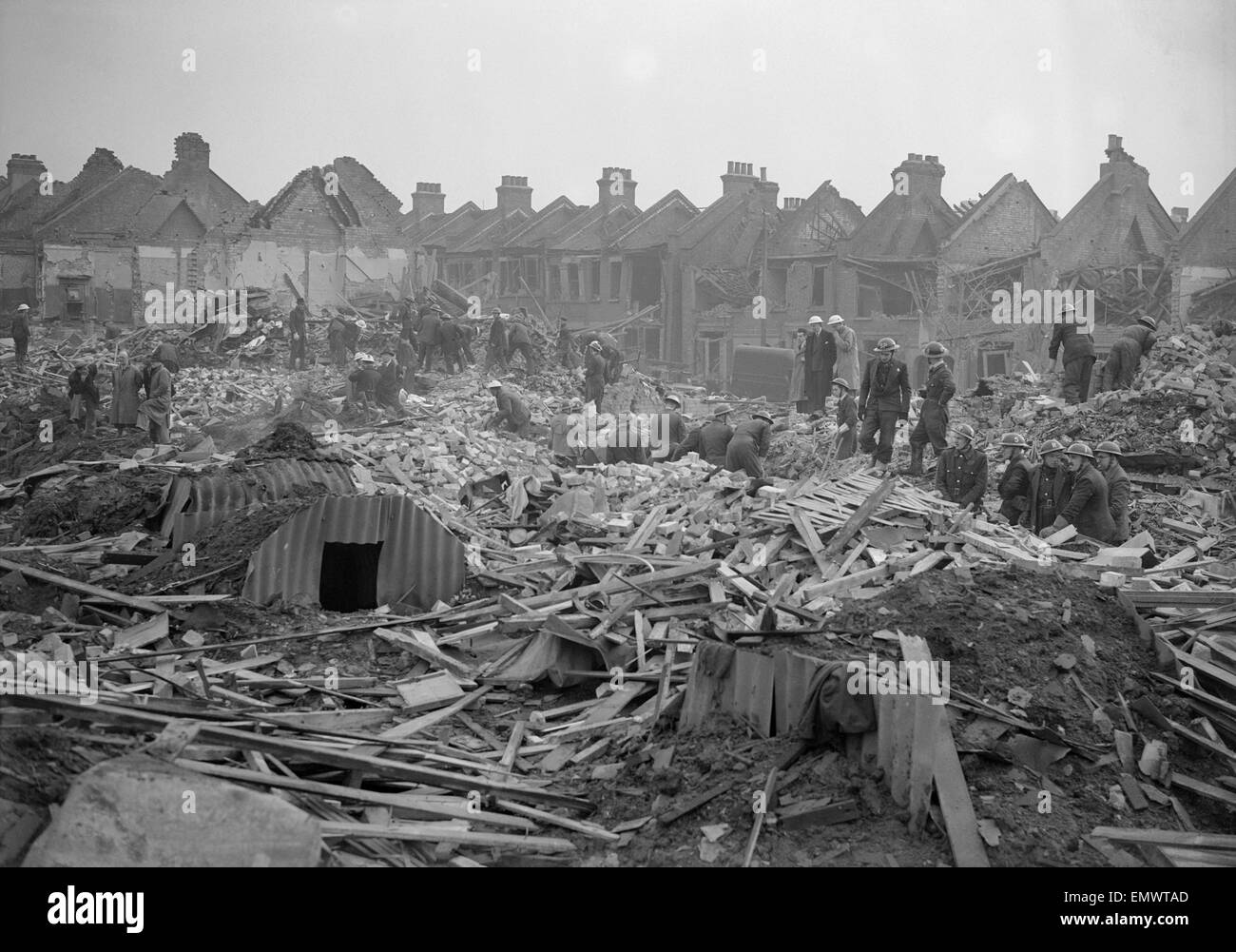WW2 Air Raid Damage Bomb damage at West Hendon Stock Photo
