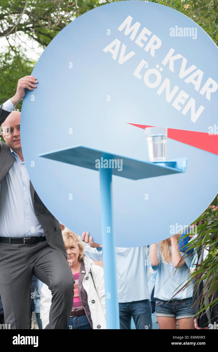 Gustavsberg, Sweden, August 17, 2013: Sweden's Prime Minister (2006-2014), Fredrik Reinfeldt held its summer speech. Stock Photo