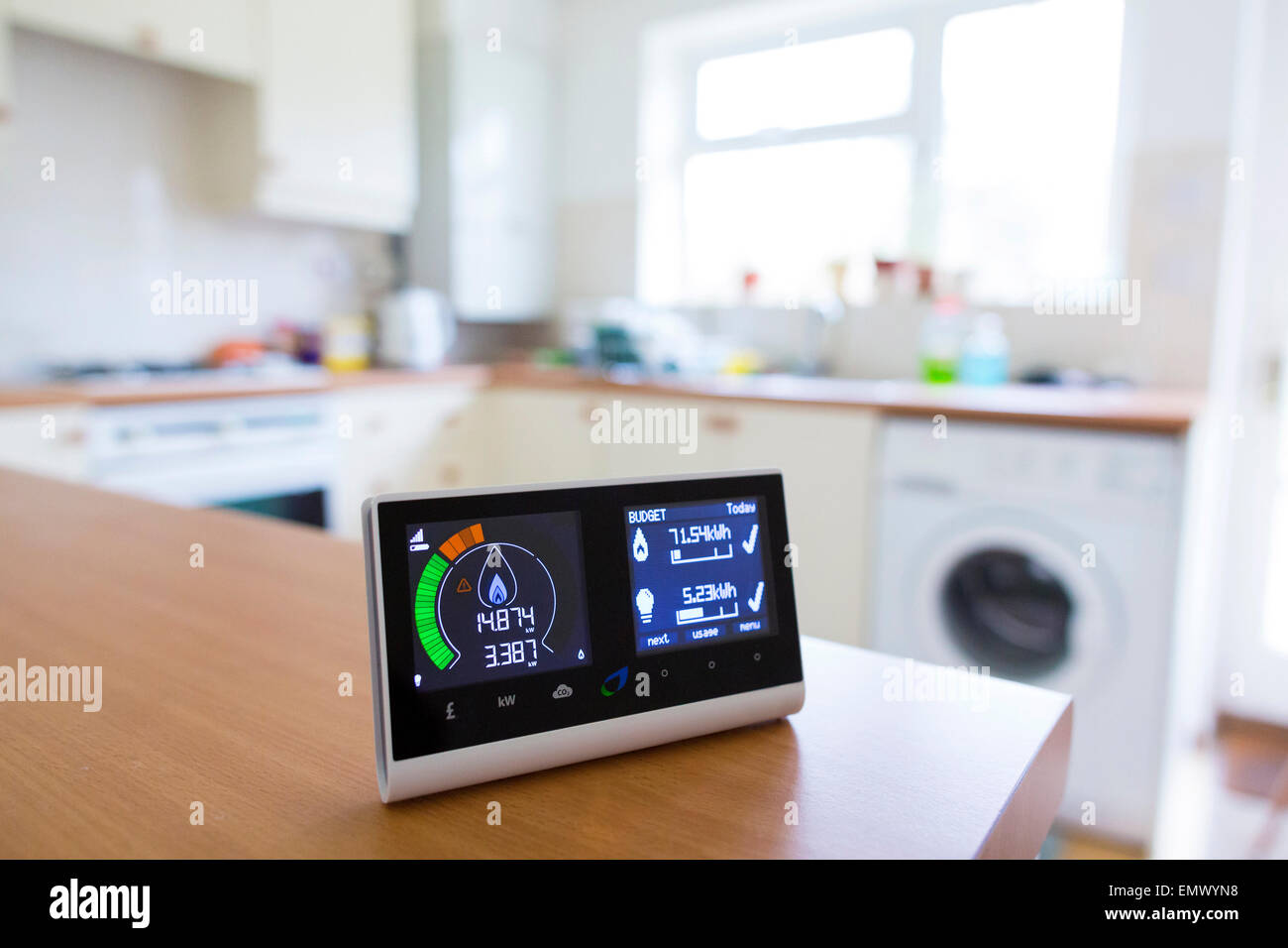 British Gas smart energy monitor in kitchen Stock Photo