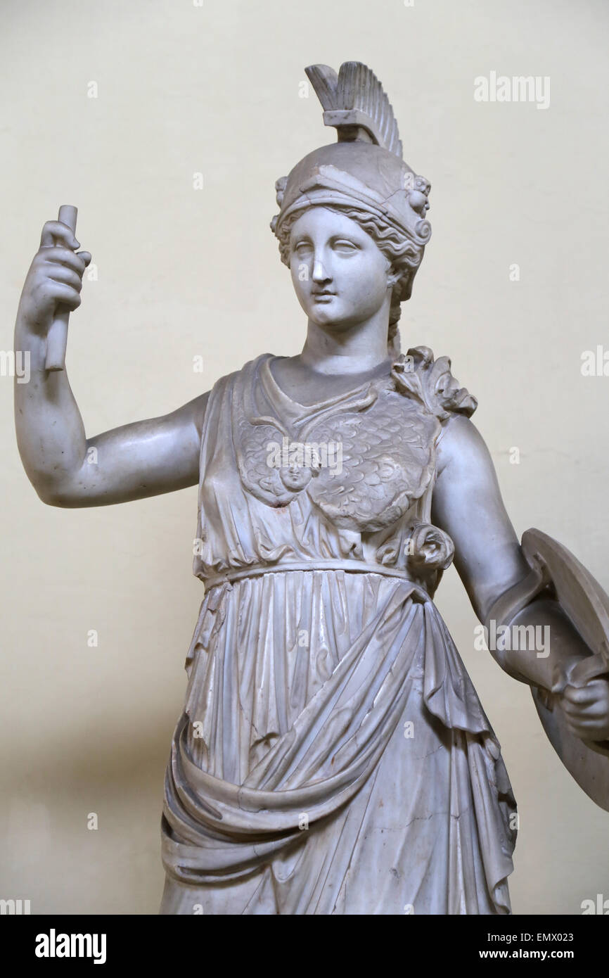Statue of Athena. From Villa of Cassio near Tivoli, Italy. 1st century Ad copy of te 3rd century BC Hellenic original. Stock Photo