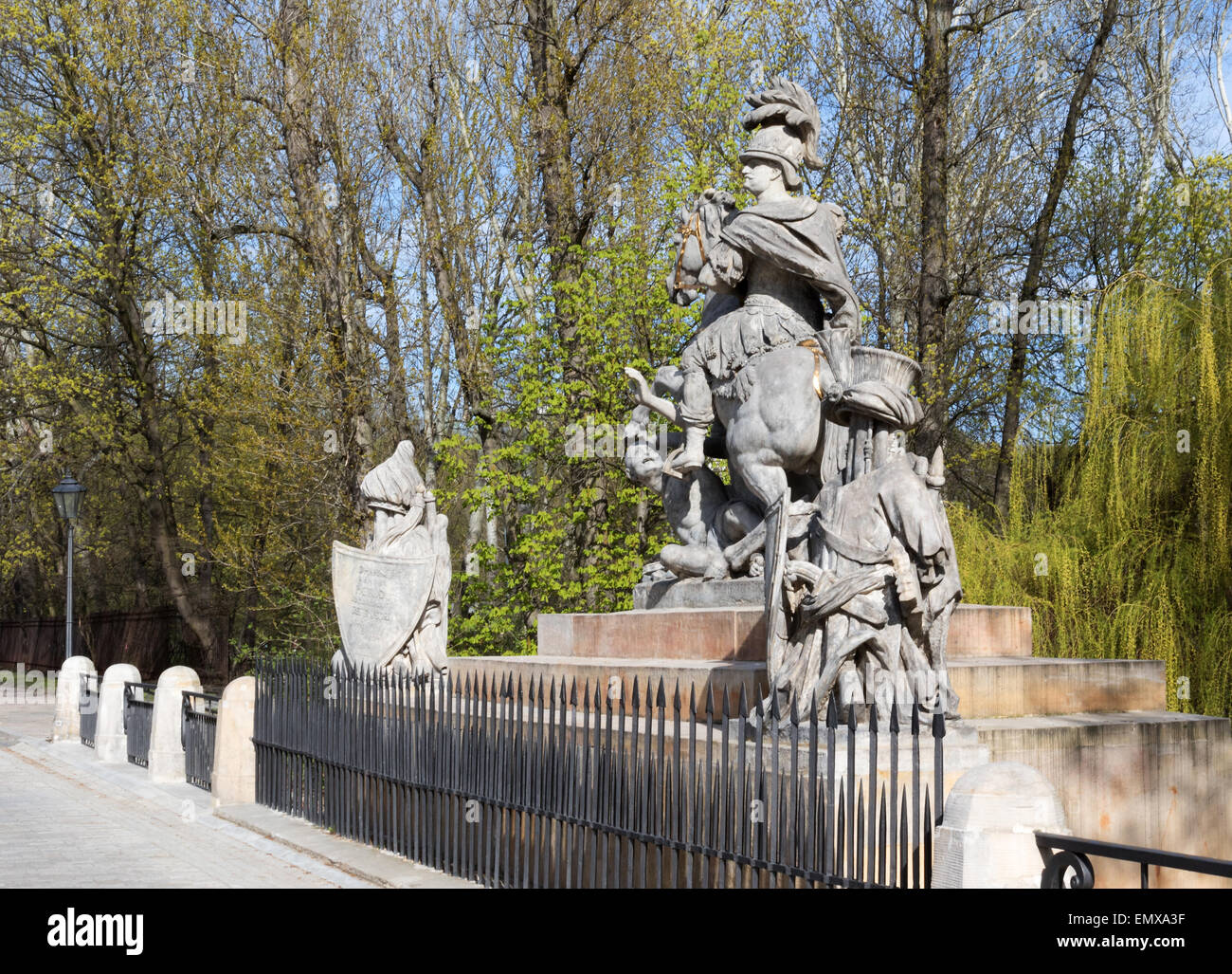 Poland,Warsaw.Statue of King John III Sobieski in Warsaw near Lazienki Royal Park.Sculpture carved by Francis Pinck placed oppos Stock Photo
