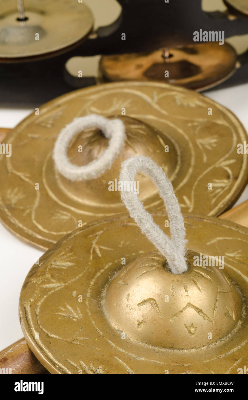 Set of finger cymbals, traditional oriental percussion instruments