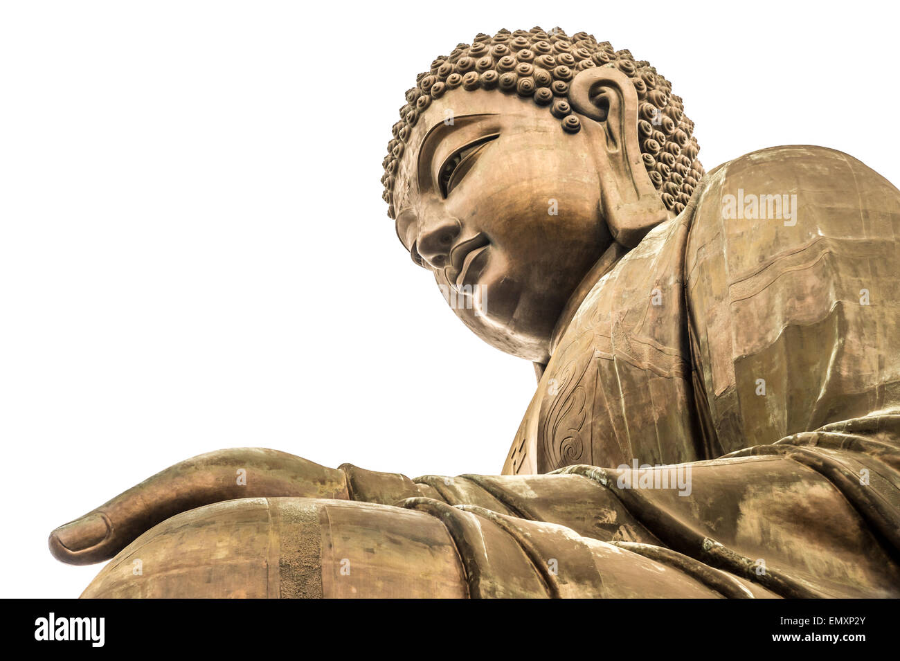 Hong-Kong Big Buddha isolated over white background Stock Photo