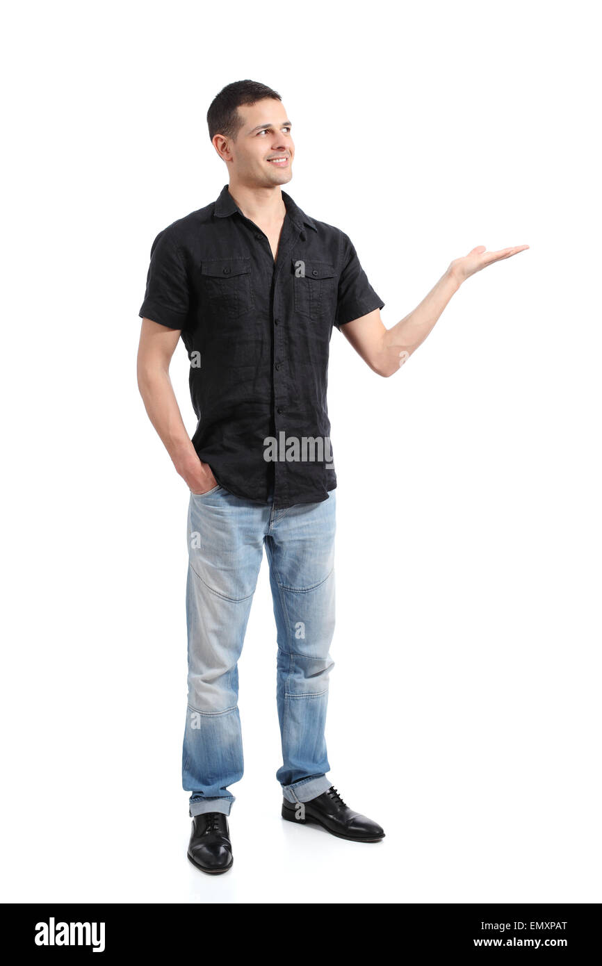 Handsome happy confident man posing standing isolated on a white background Stock Photo