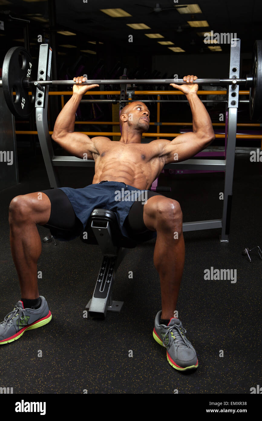 Incline Bench Press Lifting Stock Photo