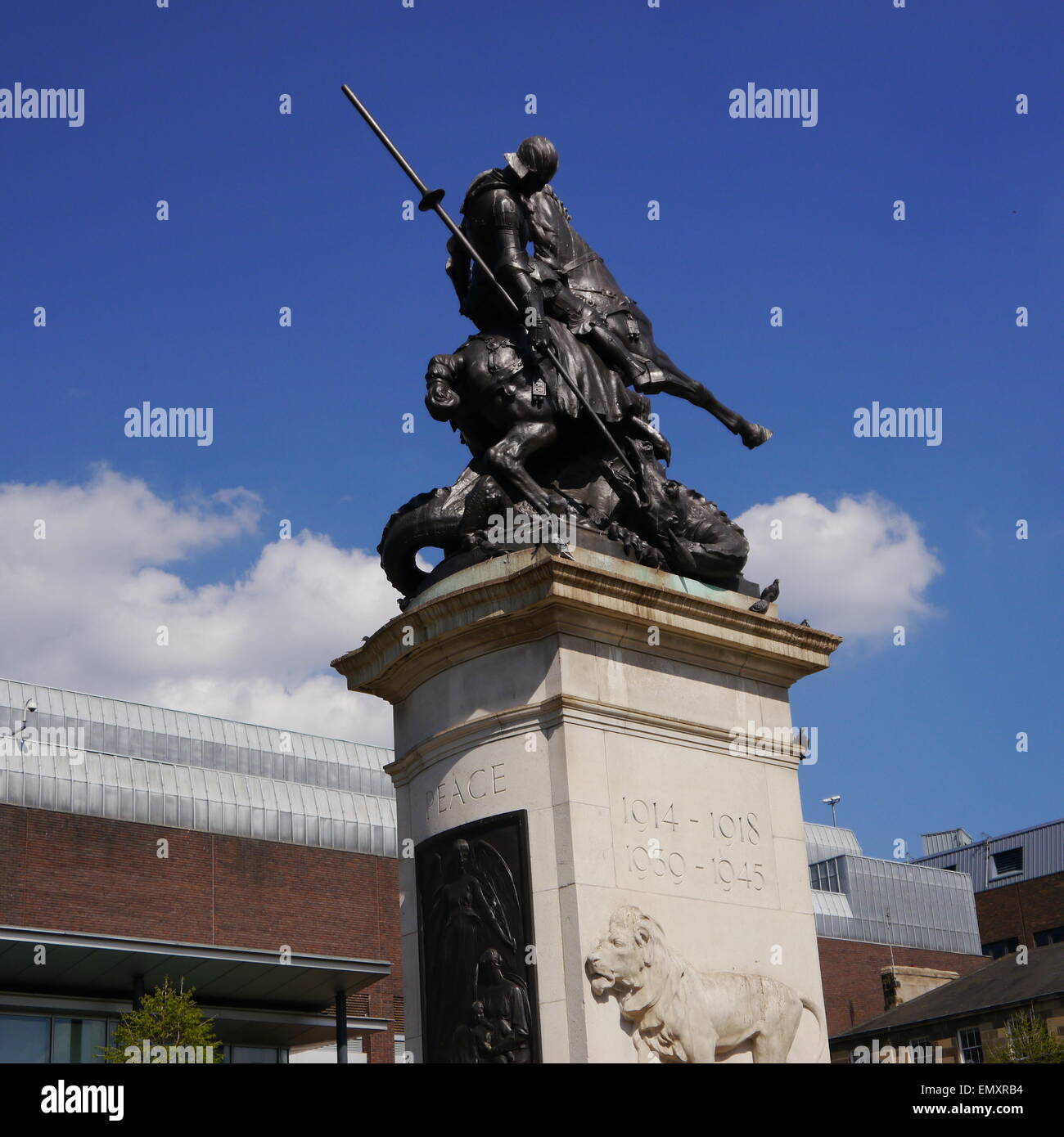 Newcastle upon Tyne, UK. 23 April, 2015. Statue of St. and the