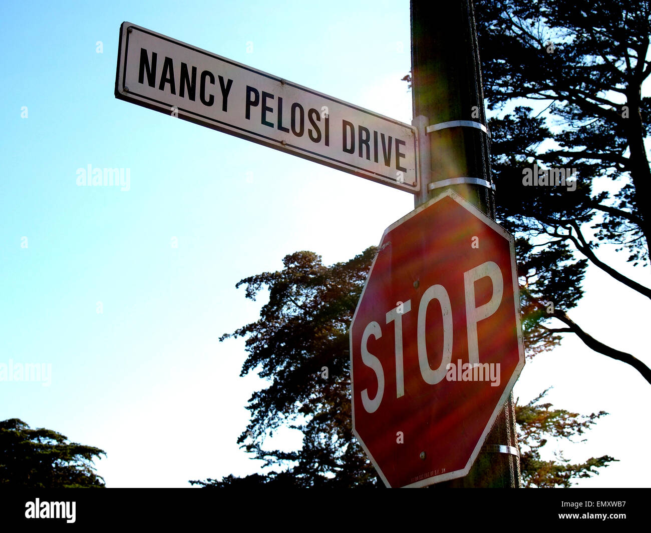 stop Nancy Pelosi Drive signs Stock Photo