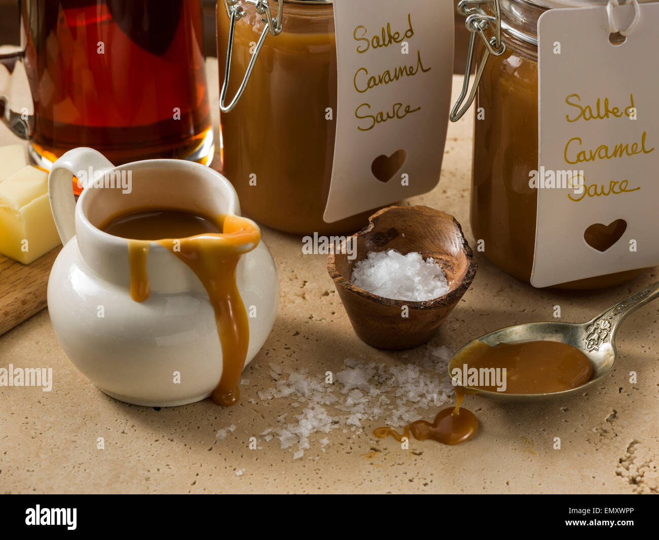 Salted caramel sauce Stock Photo