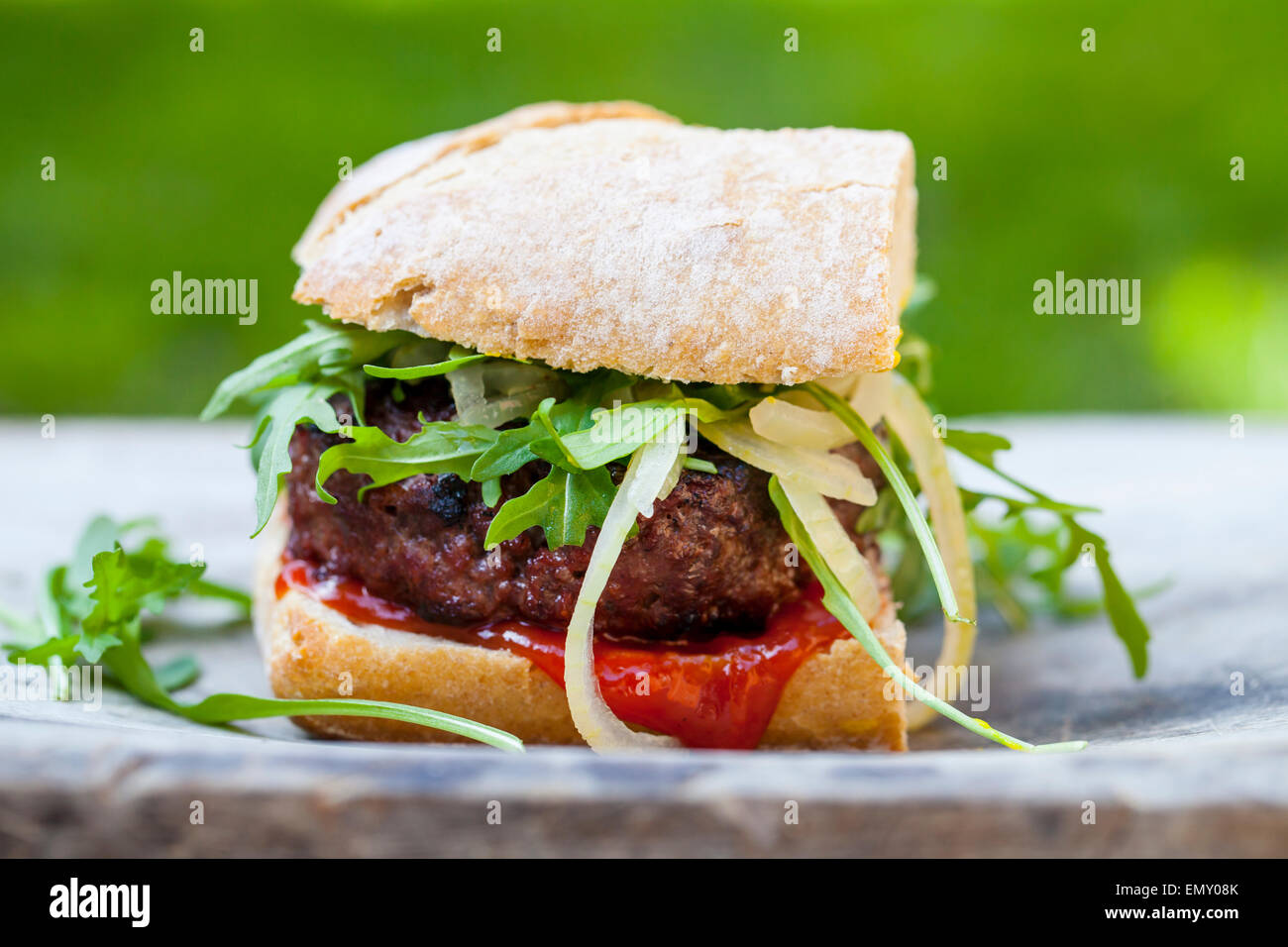 Gourmet beef burger Stock Photo