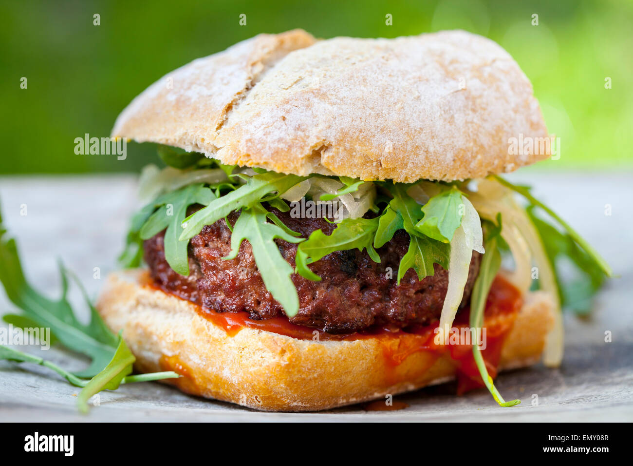 Gourmet beef burger Stock Photo