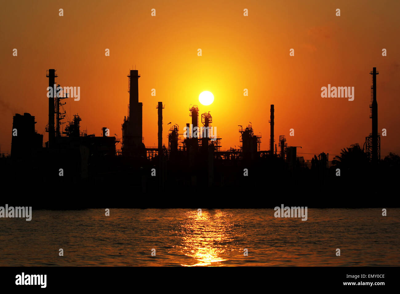The silhouette of oil refinery at sunrise in Bangkok, Thailand Stock ...