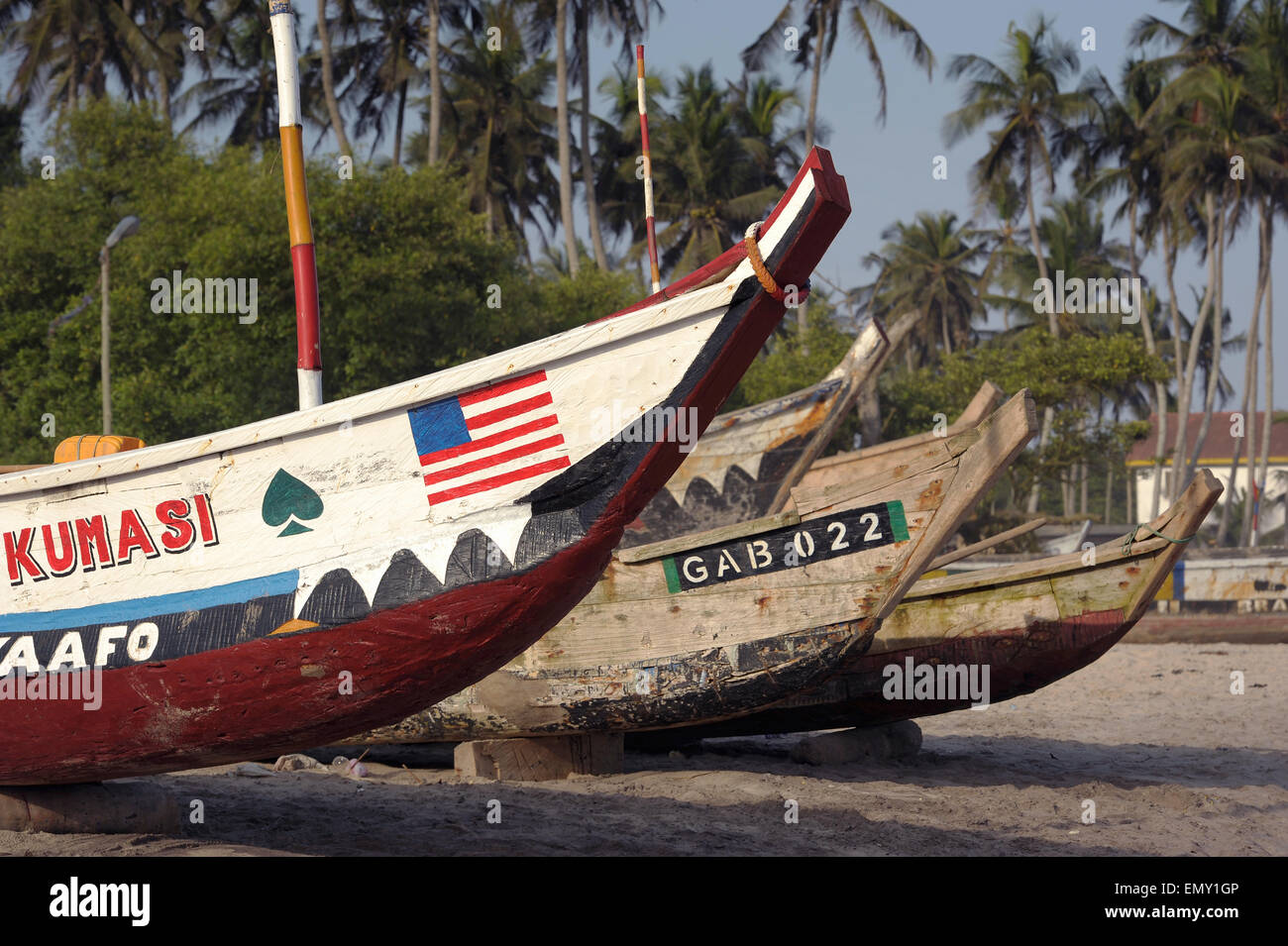 Fishing boats along the shore near Accra, Ghana Stock Photo Alamy