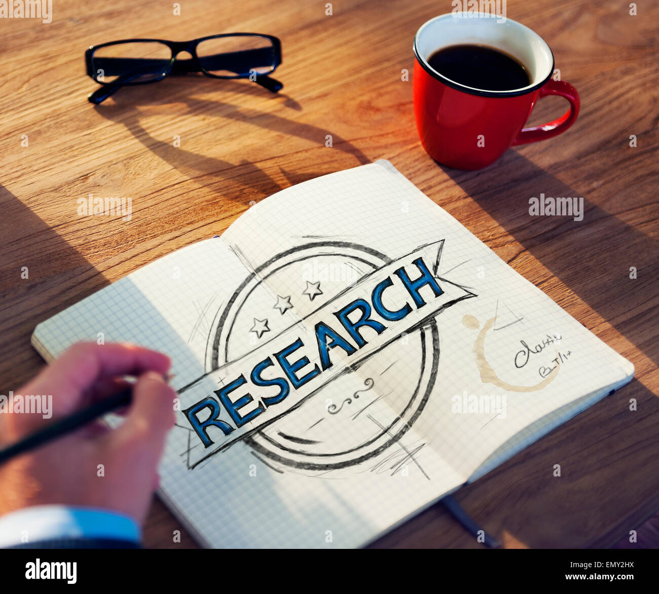 Office Table with Research Concept Stock Photo Alamy