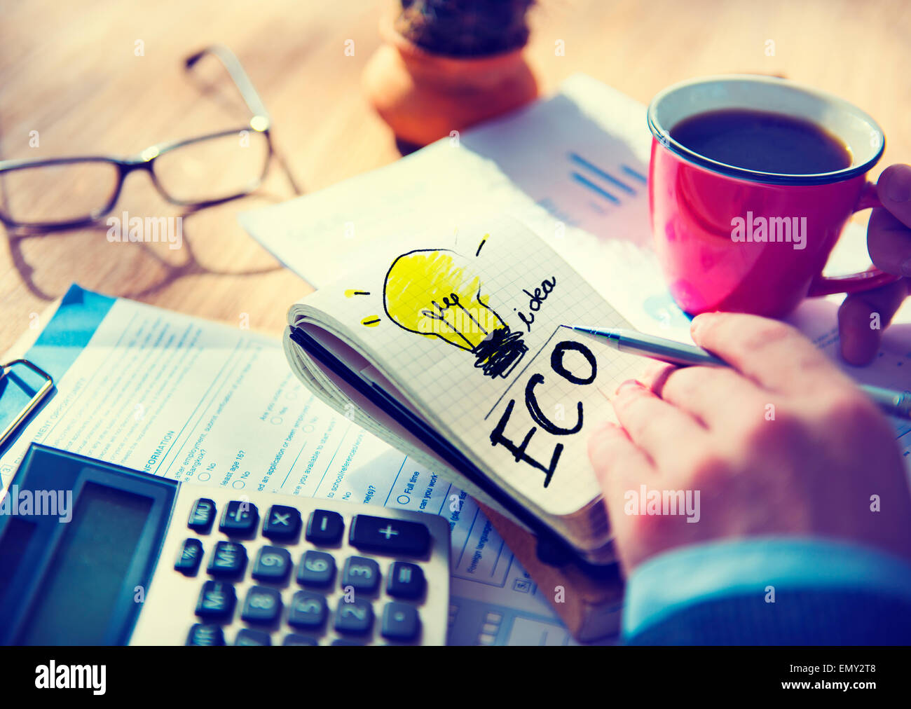 Businessman Notepad Word Eco Concept Stock Photo