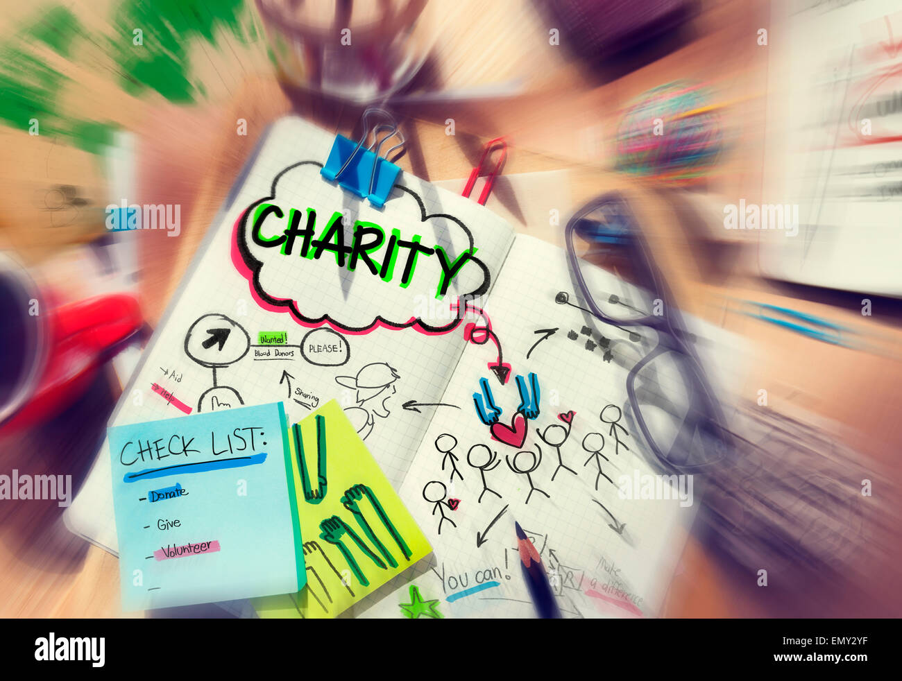 Check List Sharing Help Charity Concepts Stock Photo