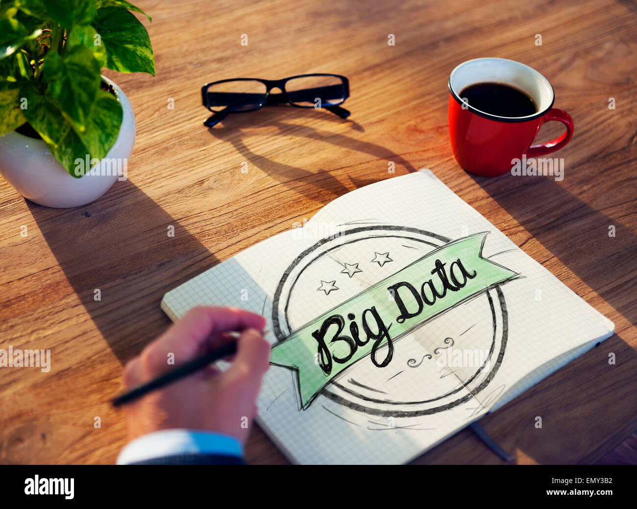 Businessman Writing the Word 'Big Data' Stock Photo