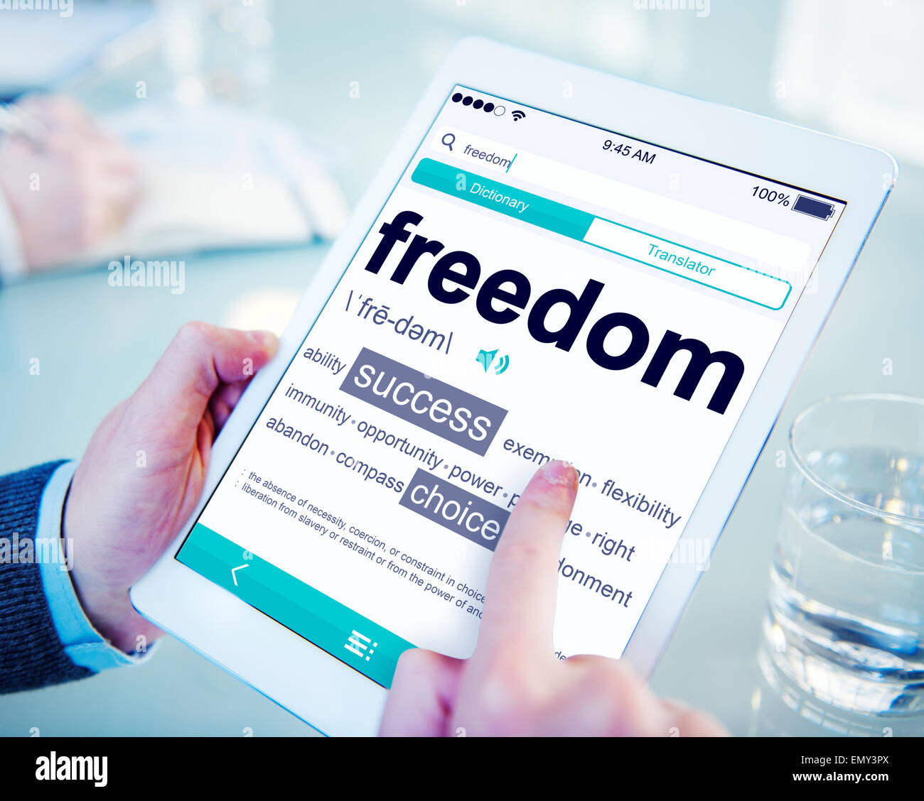 Man Reading the Definition of Freedom Stock Photo - Alamy