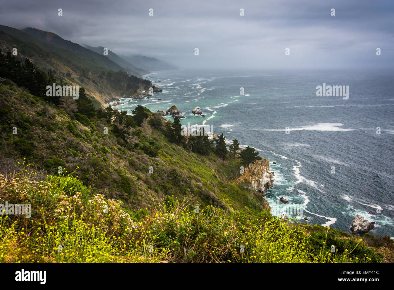 View of the Pacific Coast in Big Sur, California. Stock Photo