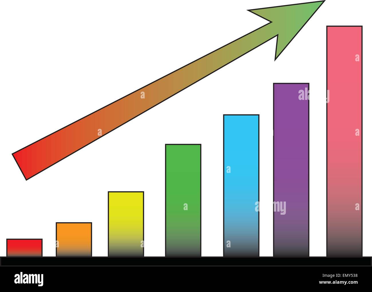 Growth chart  with arrow, vector illustration Stock Vector