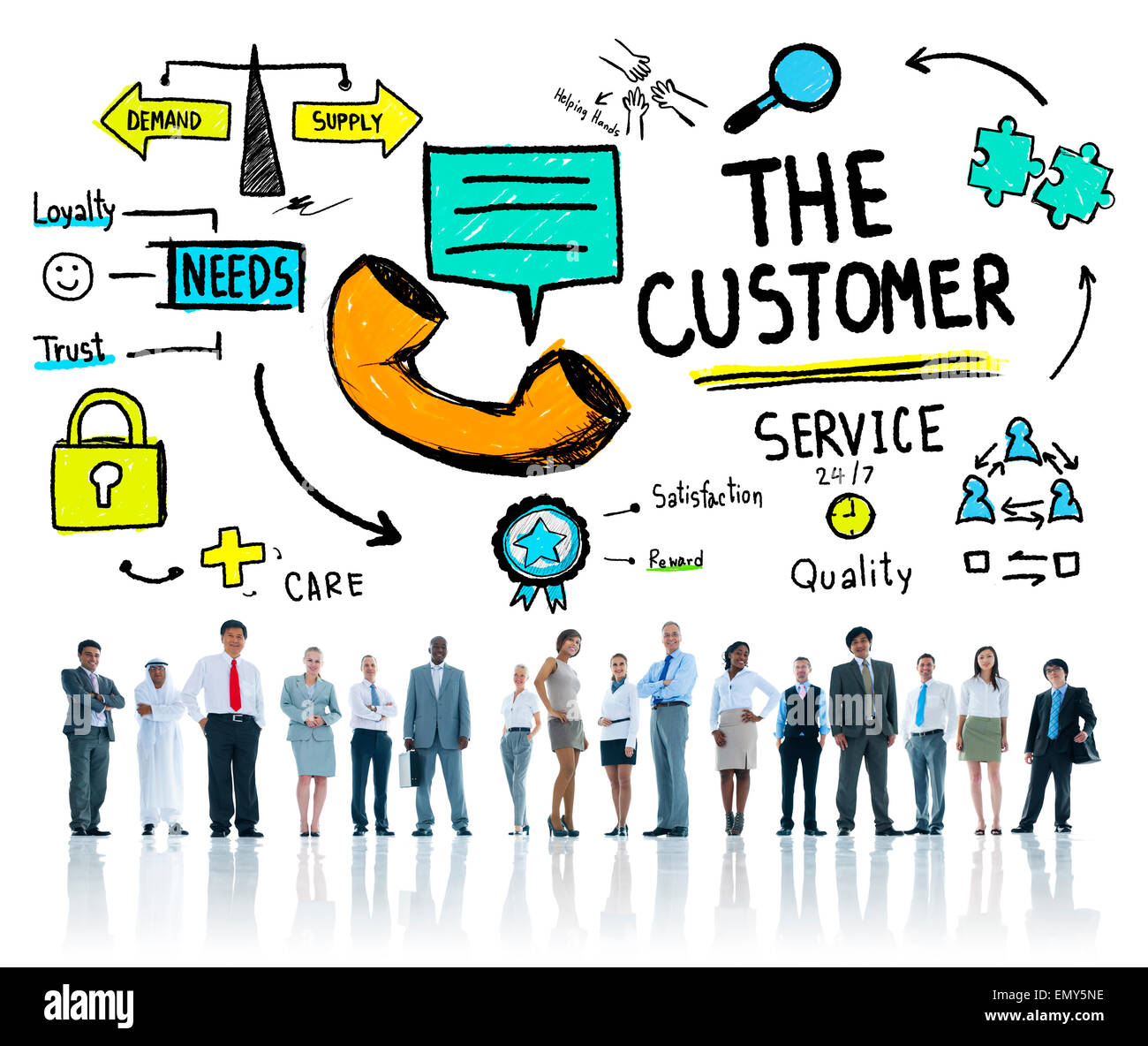 The Customer Service Target Market Support Assistance Concept Stock