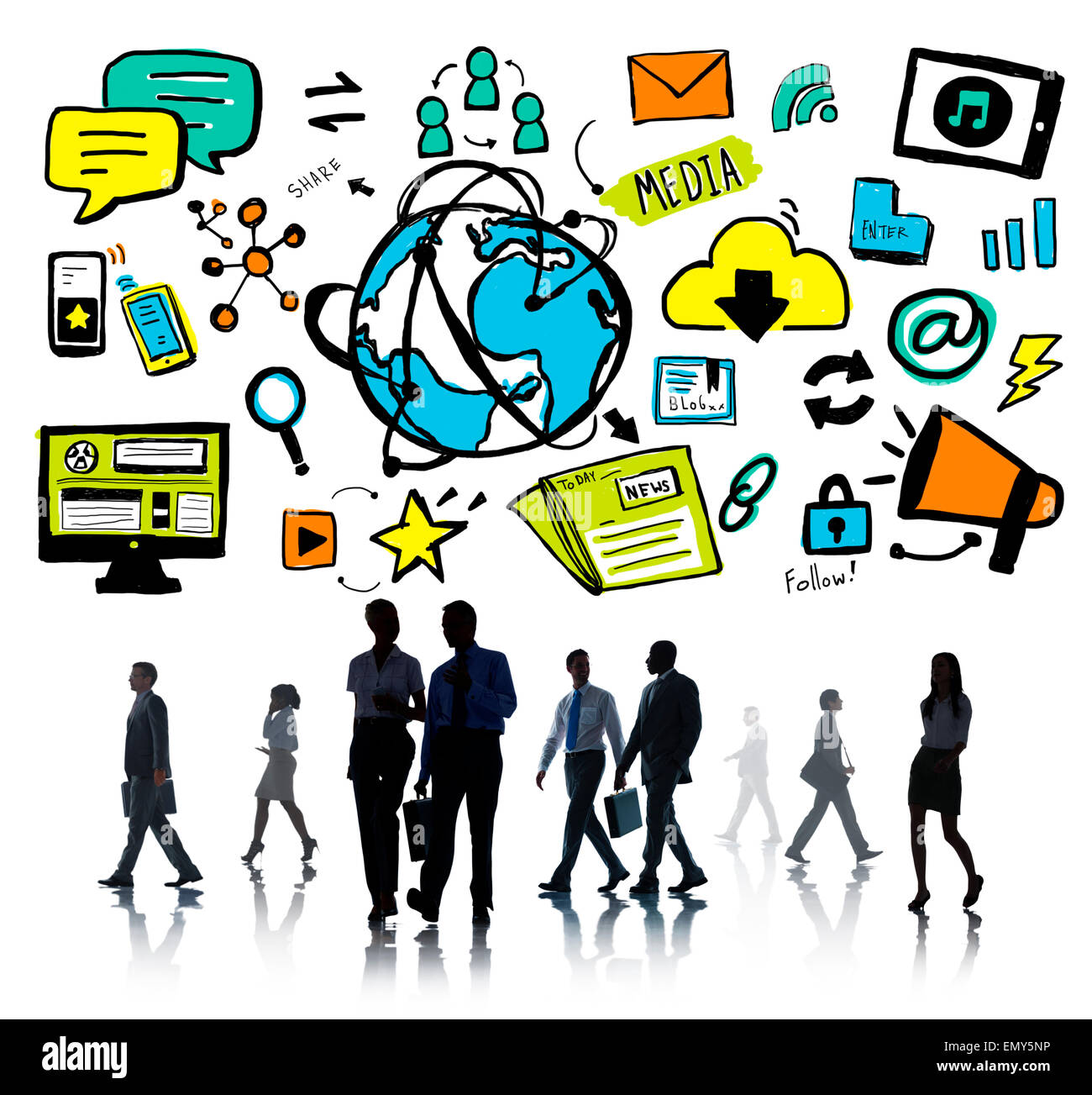Business People Media Global Communication Community Concept Stock Photo