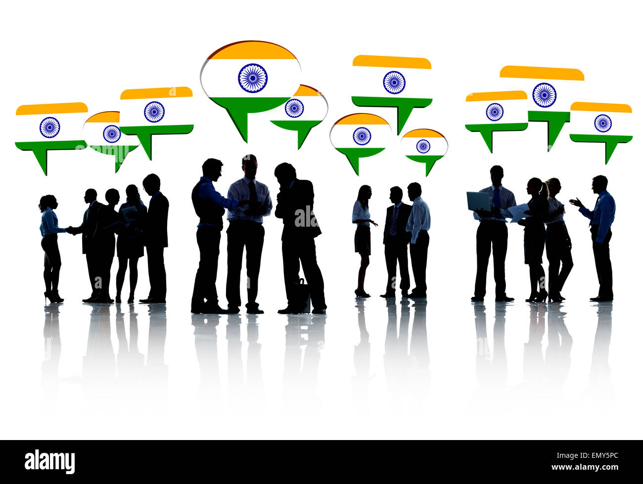 Group Of Business People Talking And Discussing About India Stock Photo
