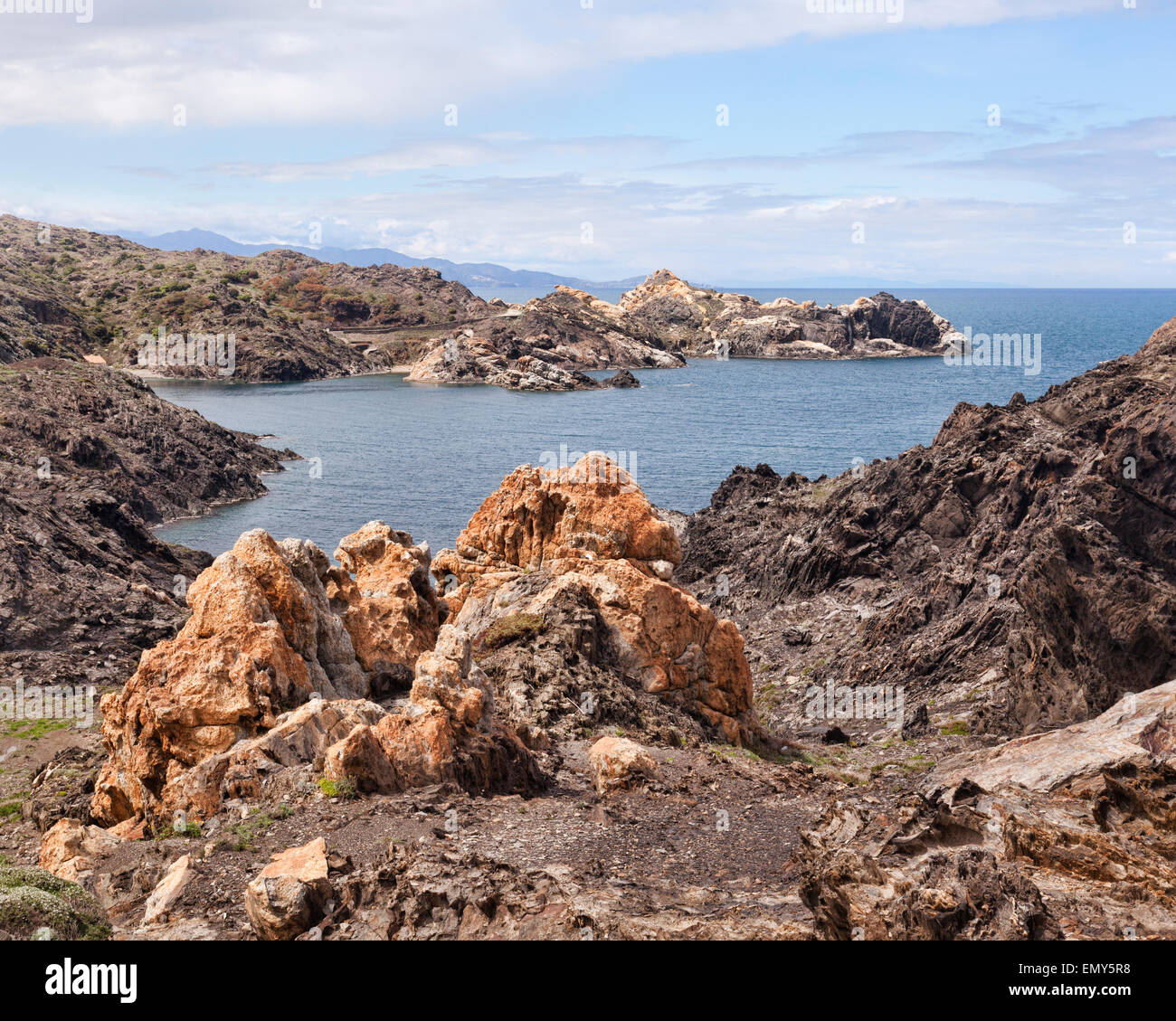 Inspiration for Salvador Dali, a rocky cove at Cap de Creus, Catalonia, Spain. Stock Photo