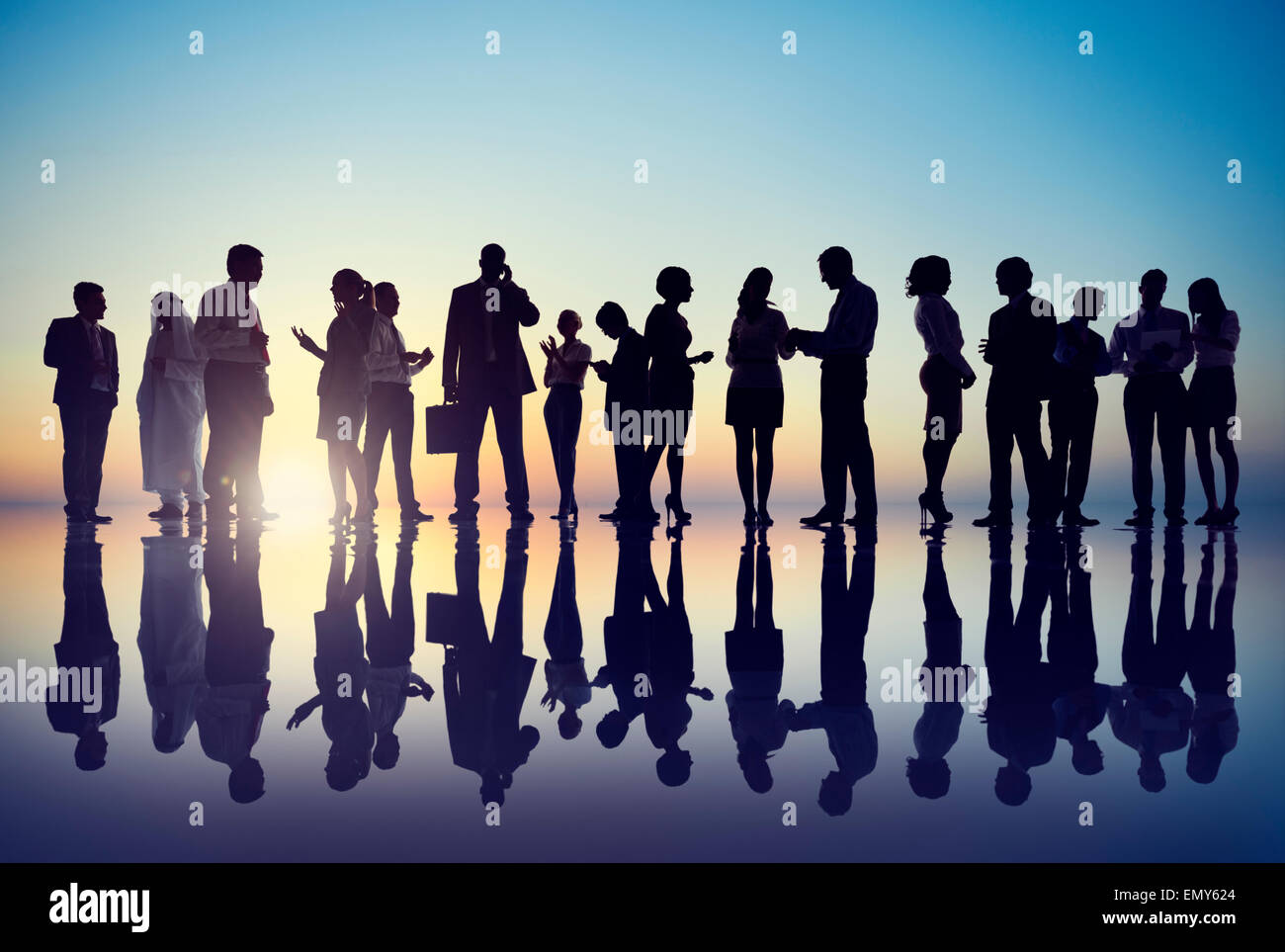 Corporate Business People Working Outdoors Stock Photo