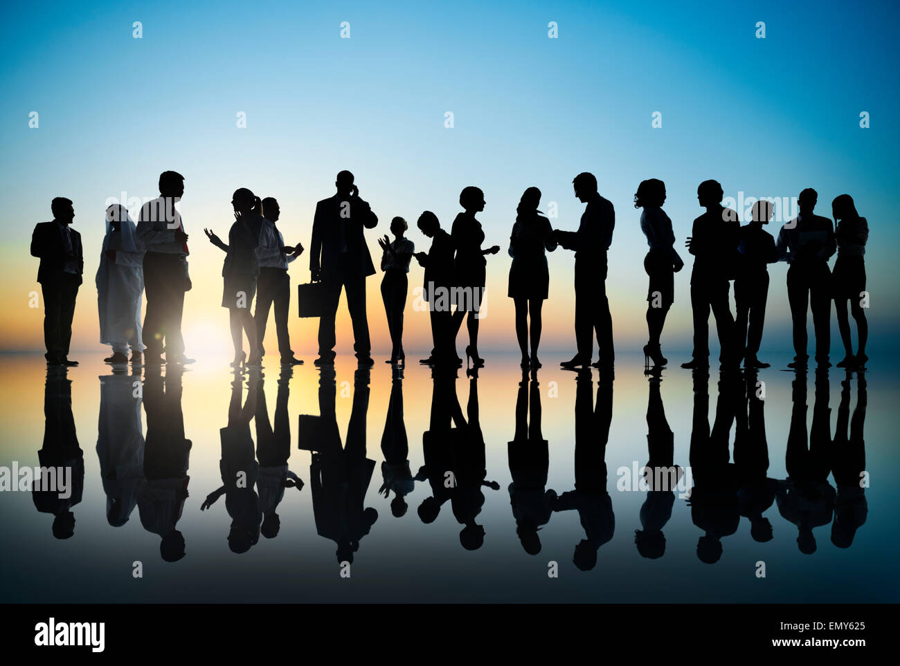 Corporate Business People Working Outdoors Stock Photo