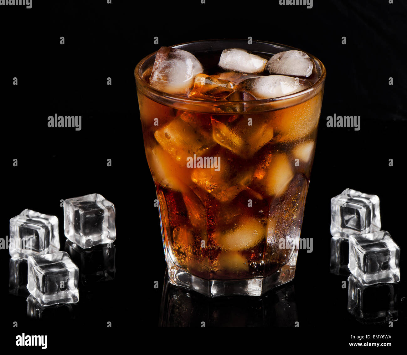 A glass of cola with ice cubes. Selective focus Stock Photo - Alamy