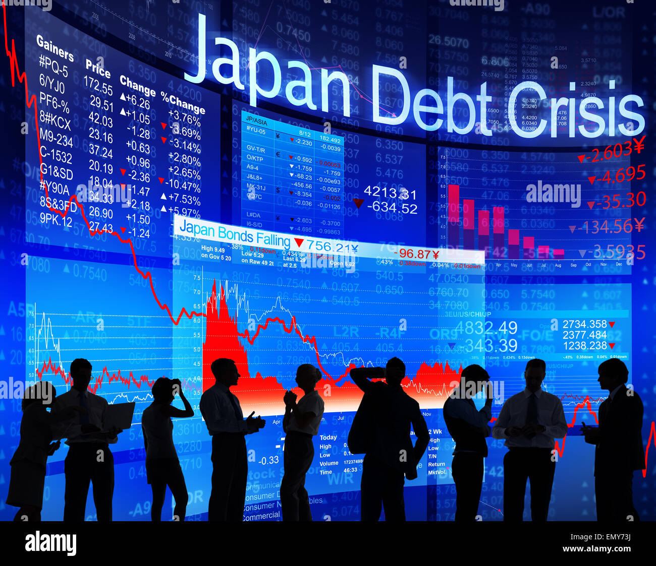 Japan Debt Crisis Stock Photo