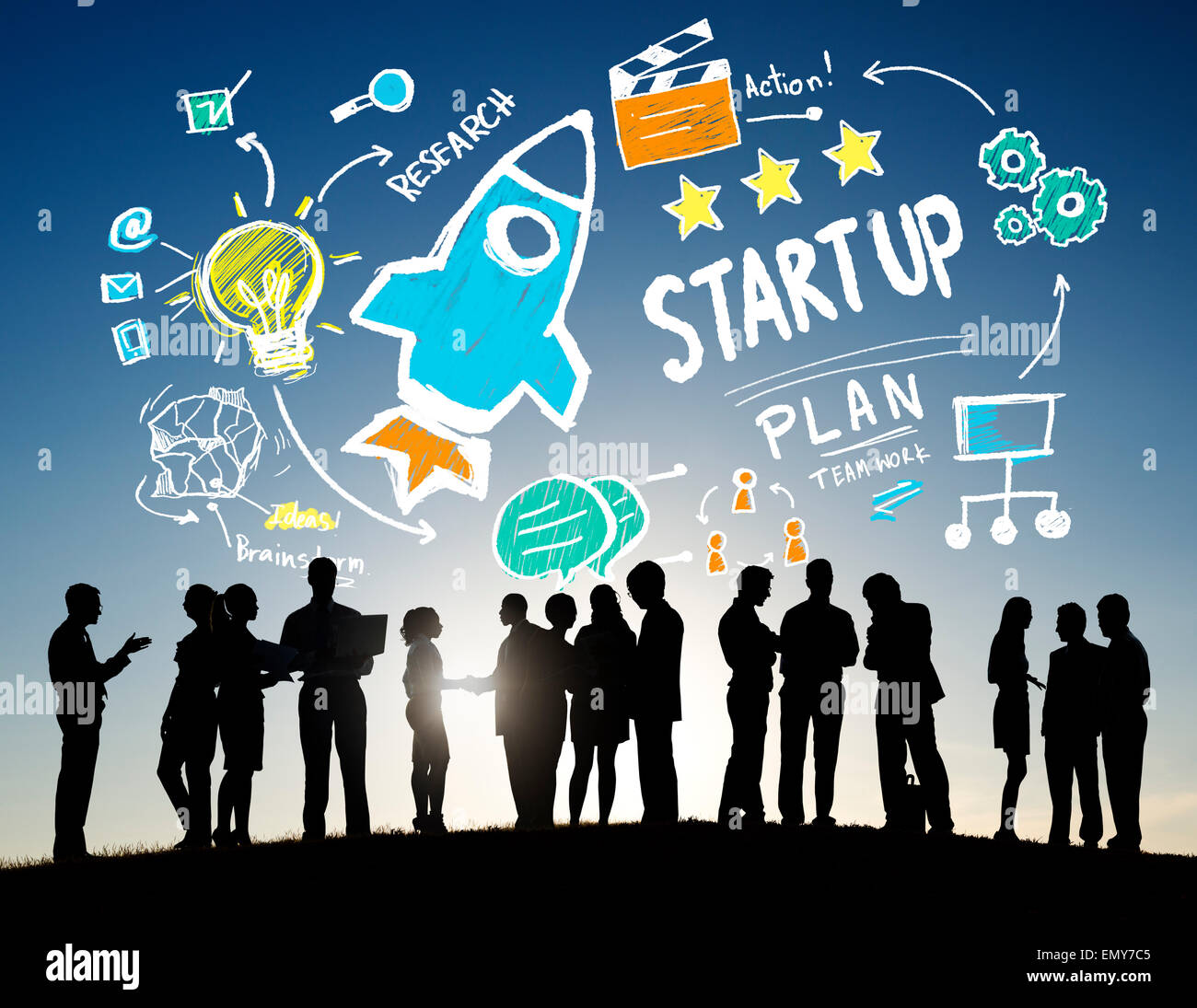 Start Up Business Launch Success Business Communication Concept Stock ...