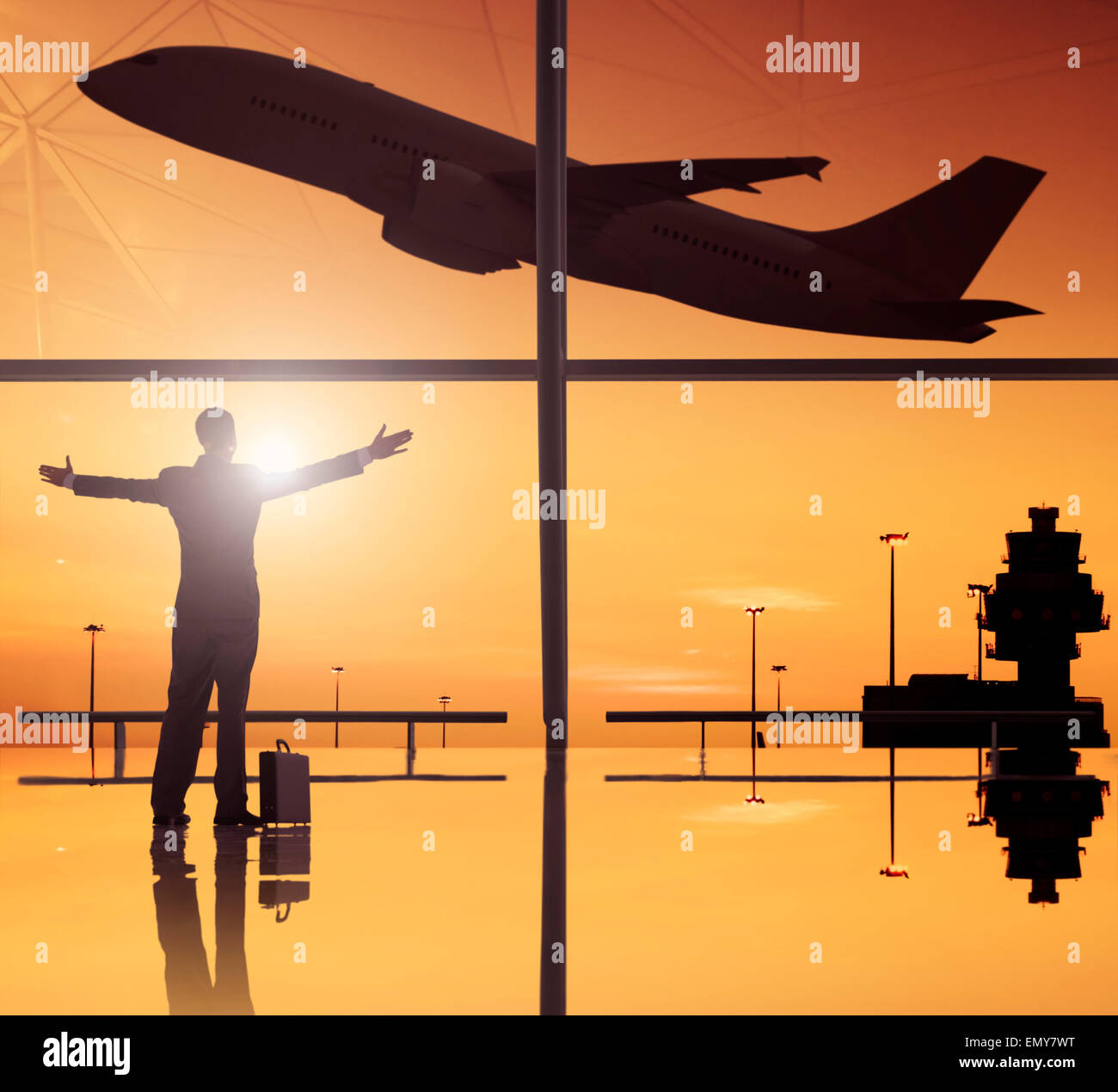 Airport silhouette hi-res stock photography and images - Alamy