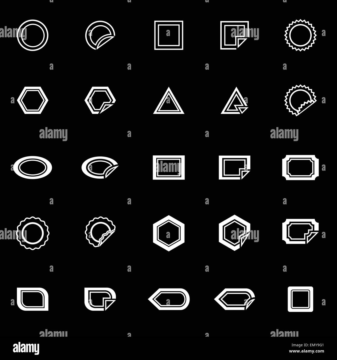 Label line icons on black background, stock vector Stock Vector Image