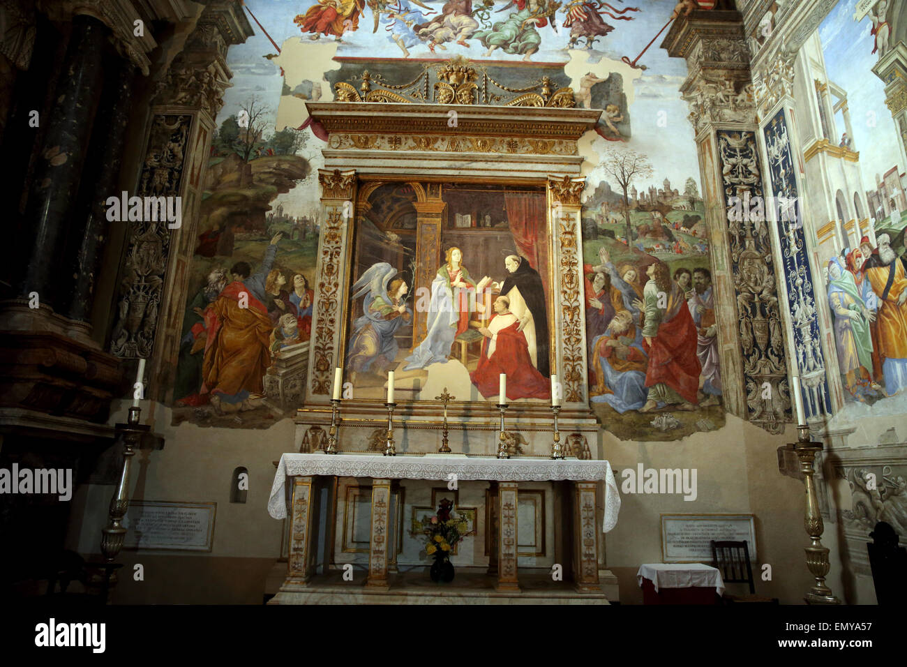 Chapel of the Annunciation in Chiesa di Santa Maria Sopra Minerva in Rome Stock Photo