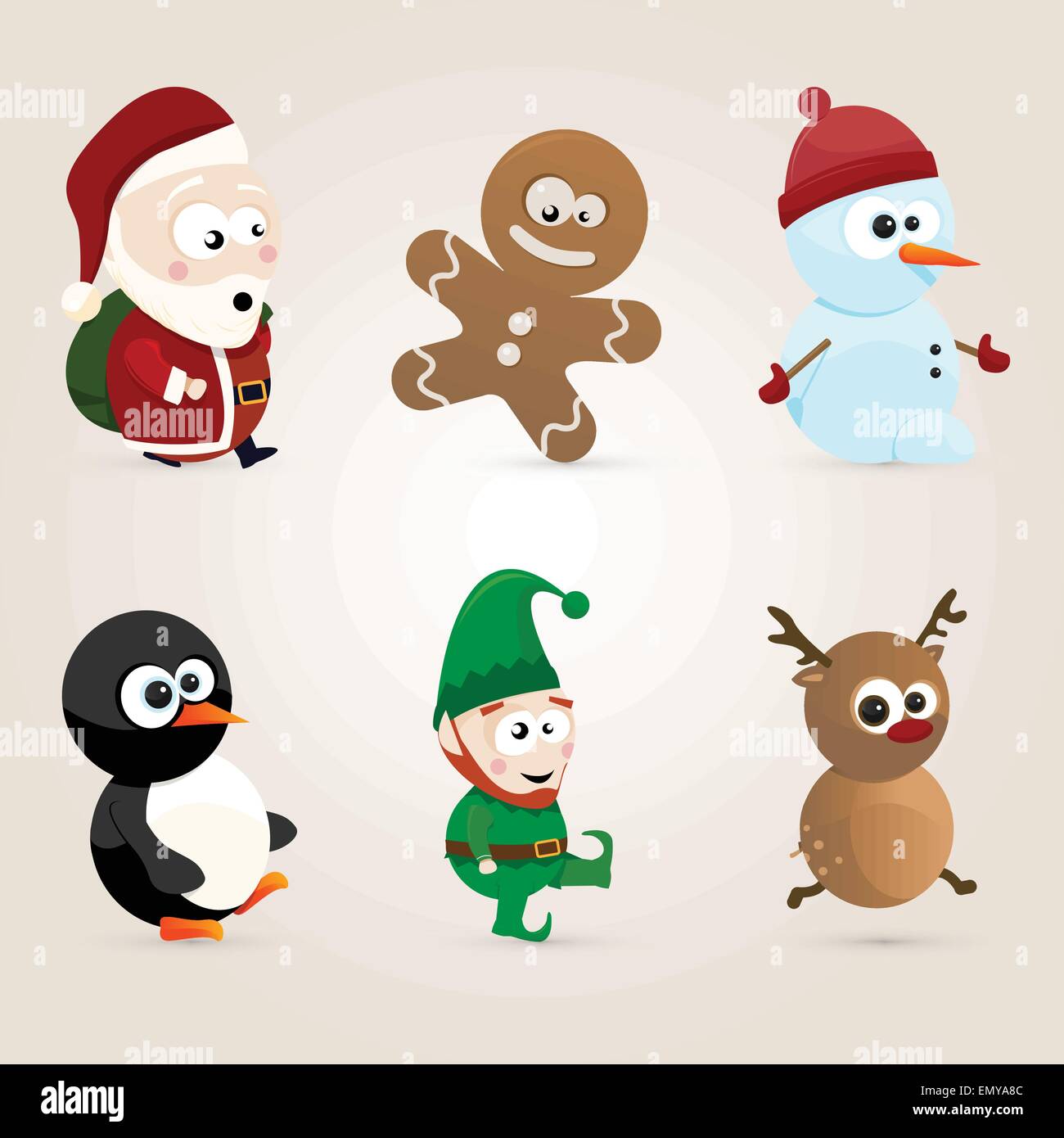 Set of Cute Christmas Cartoon Characters Stock Vector Image & Art - Alamy