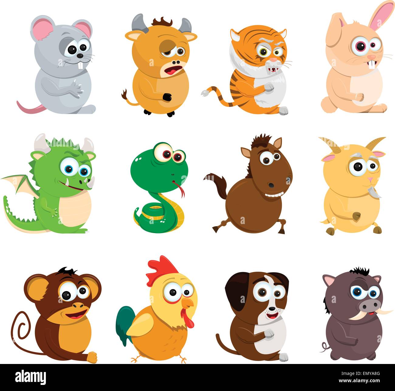 Set of Chinese Zodiac Animals Stock Vector Image & Art Alamy