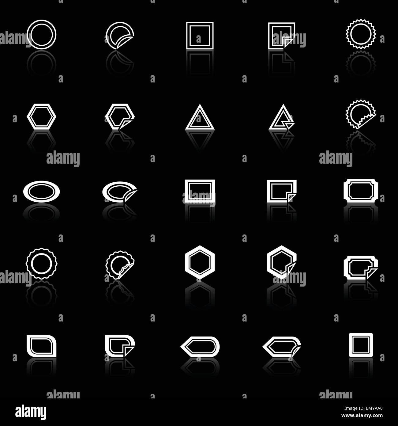 Label line icons with reflect on black background, stock vector Stock ...