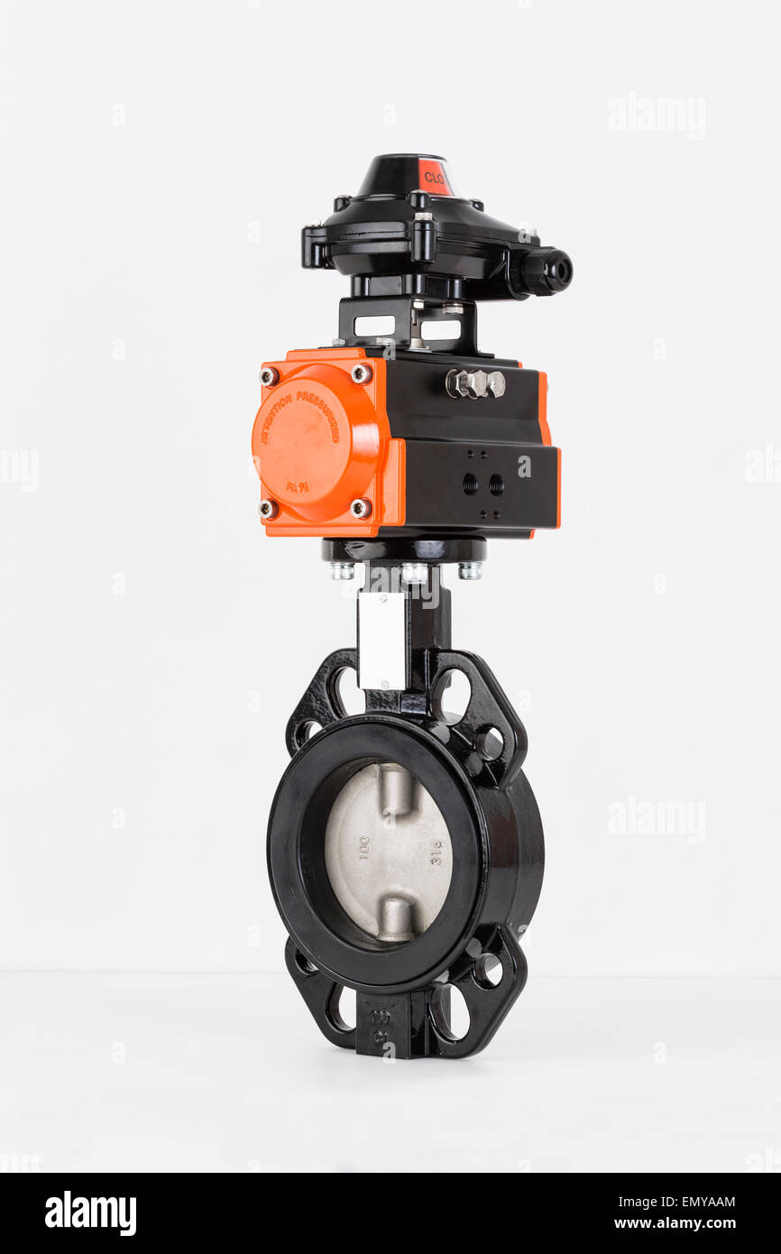 Butterfly Valves, Limit switch box on white backround Stock Photo Alamy